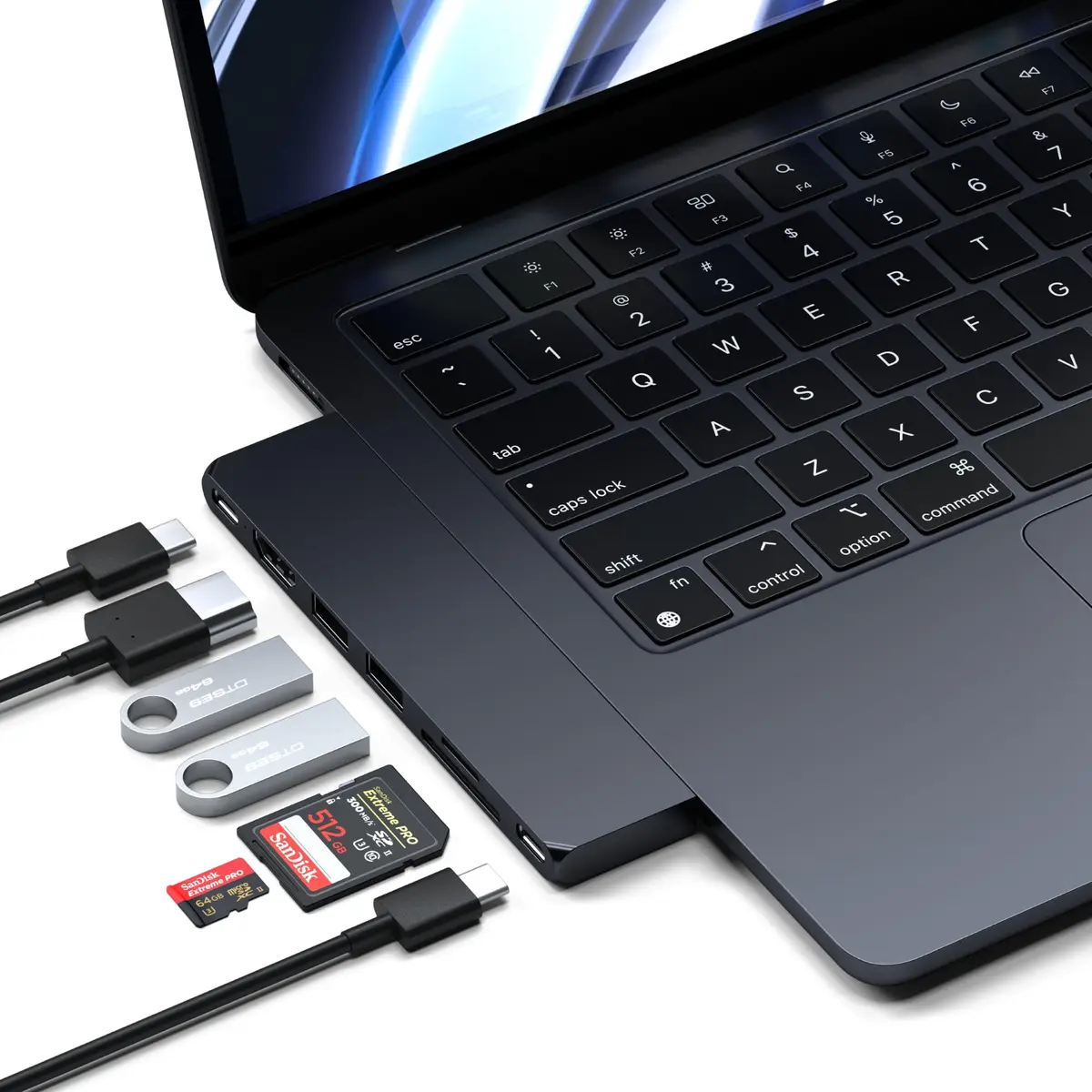 Satechi 7-in-1 USB-C Hub Pro Slim, 100W Charging, 4K HDMI, USB4, Midnight | MacBook Expansion & High-Speed Connectivity - main product image
