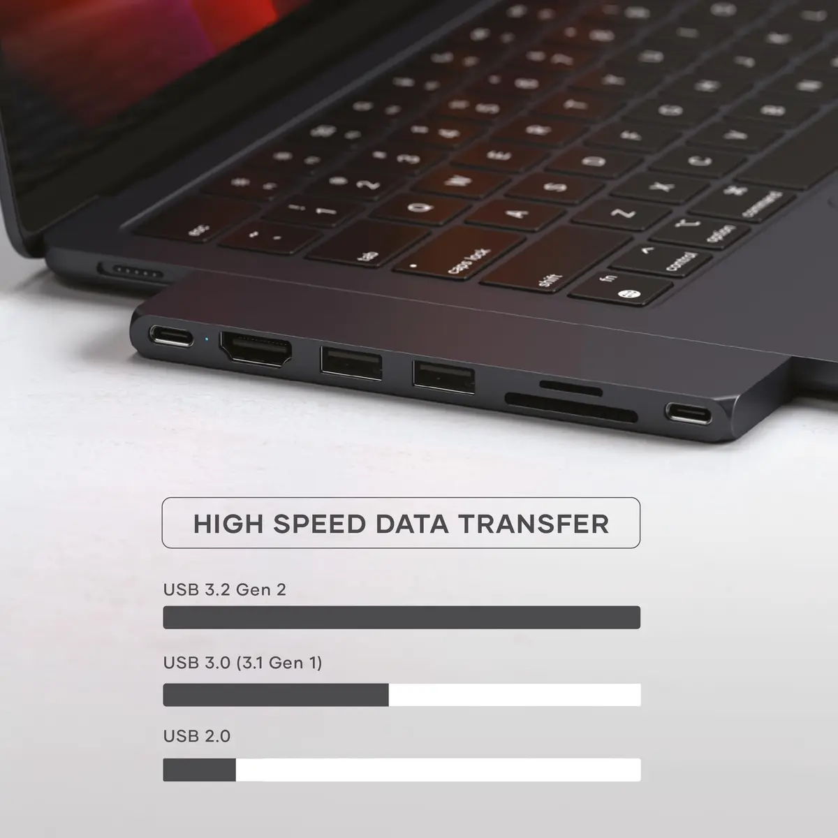 Satechi 7-in-1 USB-C Hub Pro Slim, 100W Charging, 4K HDMI, USB4, Midnight | MacBook Expansion & High-Speed Connectivity - view 6