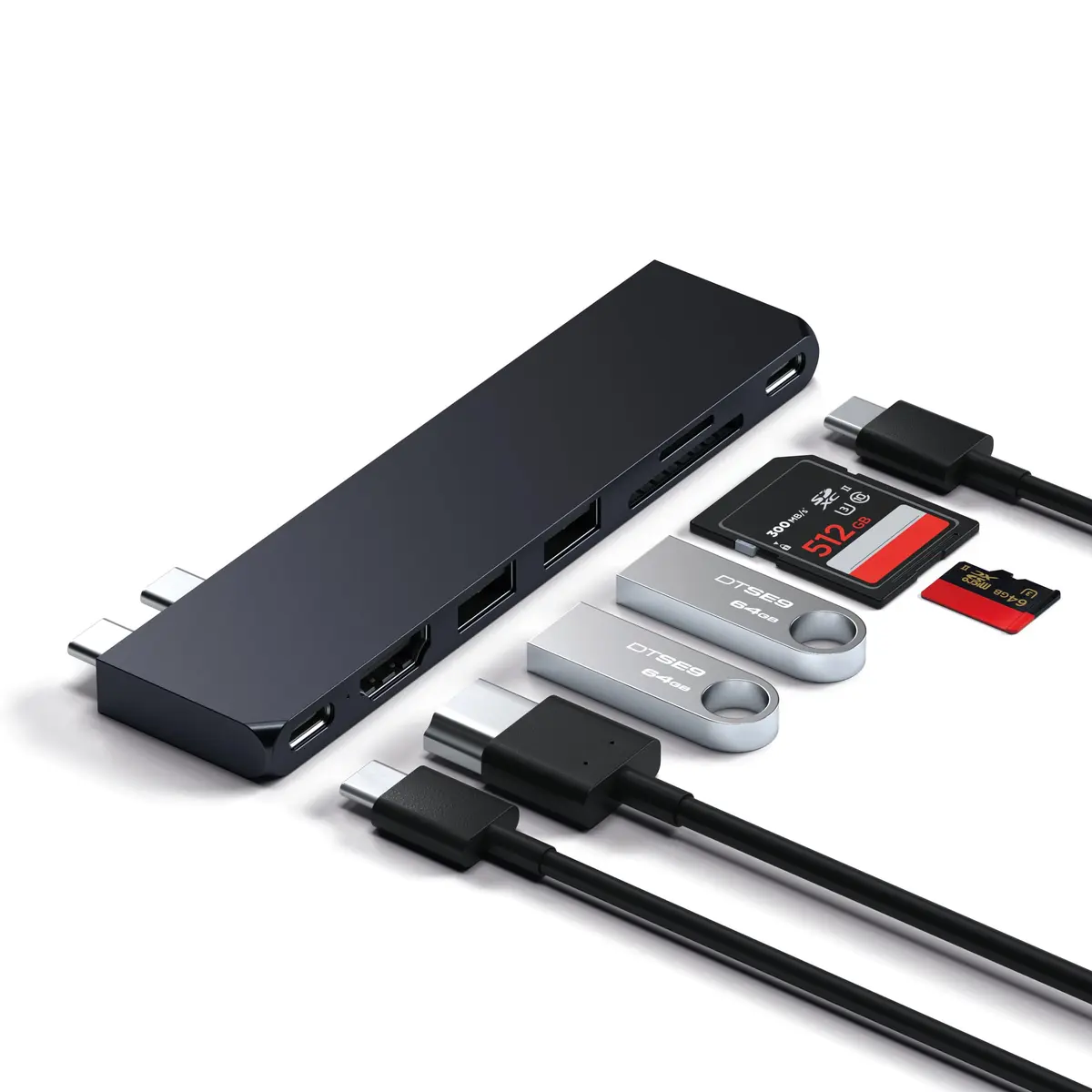 Satechi 7-in-1 USB-C Hub Pro Slim, 100W Charging, 4K HDMI, USB4, Midnight | MacBook Expansion & High-Speed Connectivity - view 2