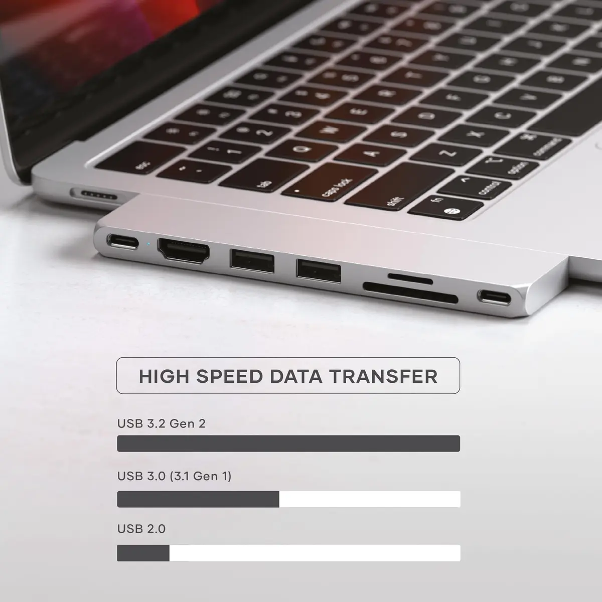 Satechi 7-in-1 USB-C Hub Pro Slim, 4K HDMI, USB 3.2 Gen 2, USB 4, Silver | MacBook Expansion & High-Speed Ports - view 3