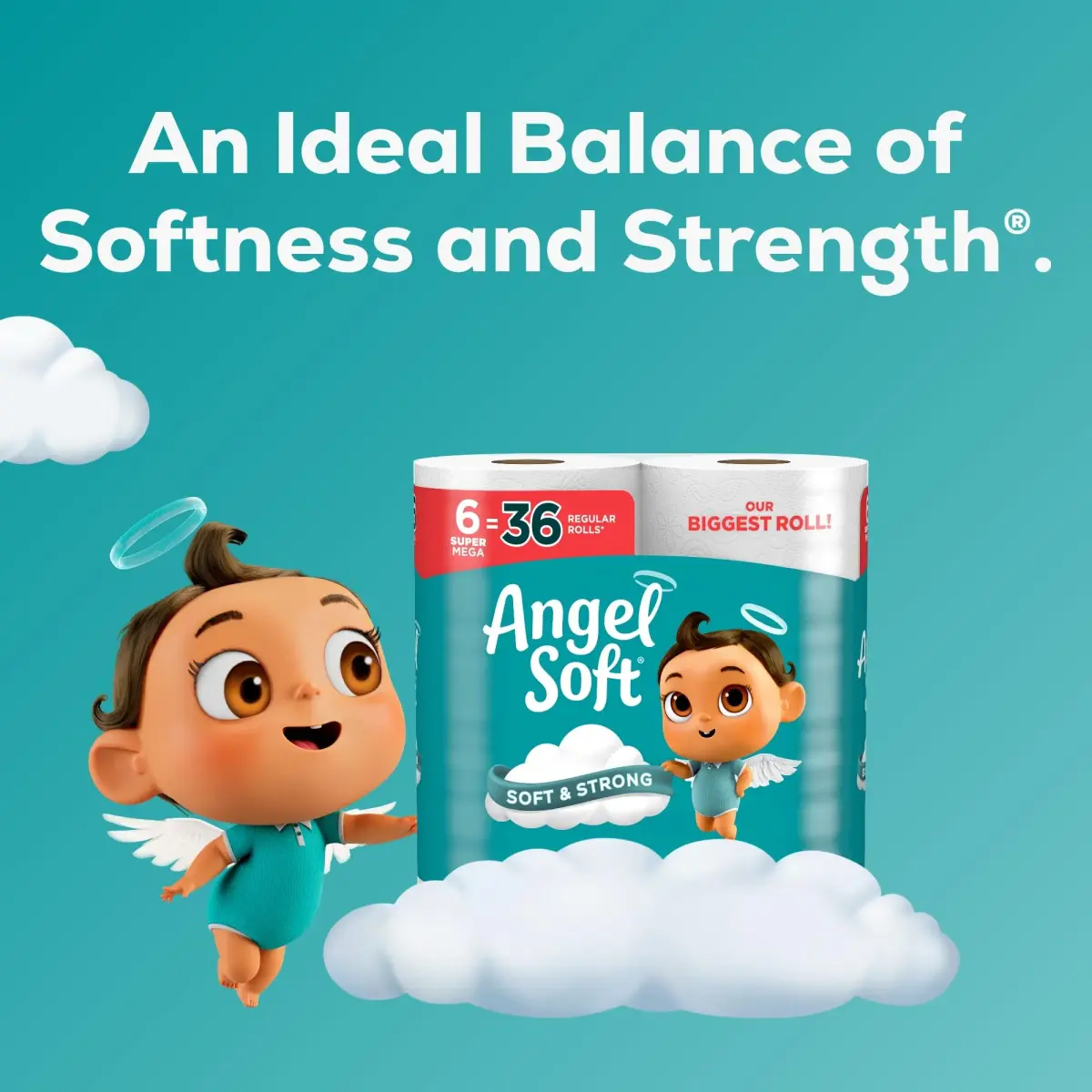 Angel Soft Toilet Paper 6 Super Mega Rolls (2880 Sheets Total) | Soft, Strong, Septic Safe - view 4