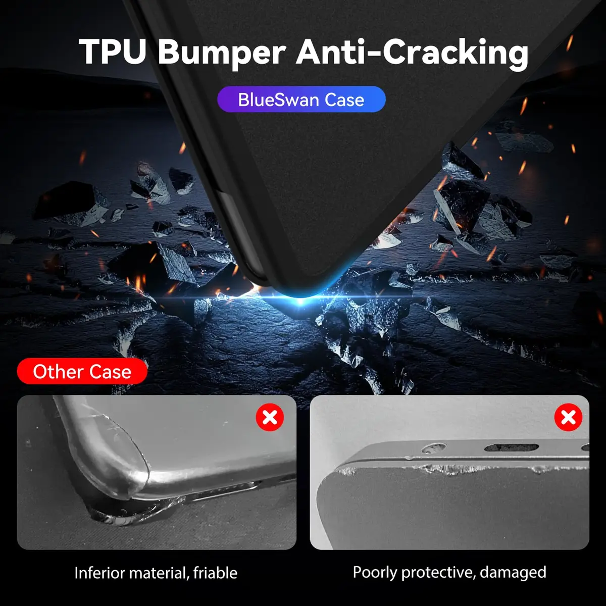 BlueSwan Anti-Cracking Case for MacBook Pro 16 inch M5-M1 Pro/Max 2026-2021 | Frosted Black - view 3