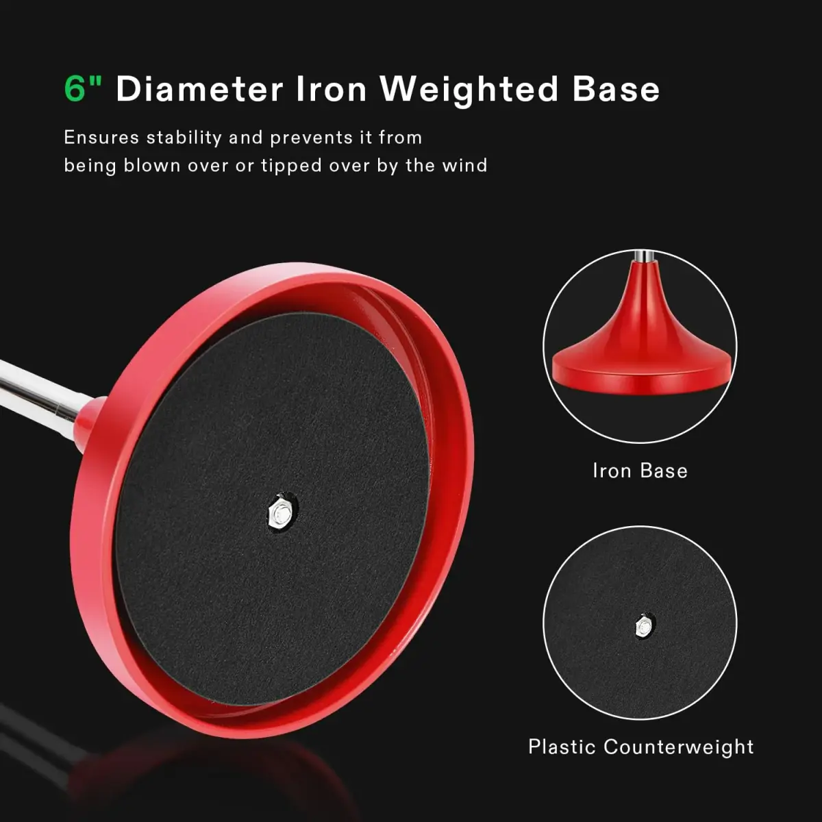 VIVOSUN Adjustable Outdoor Ashtray with Lid, Red, 53.34cm - 88.9cm (21"-35") | Modern Design, Odor-Trapping - view 2