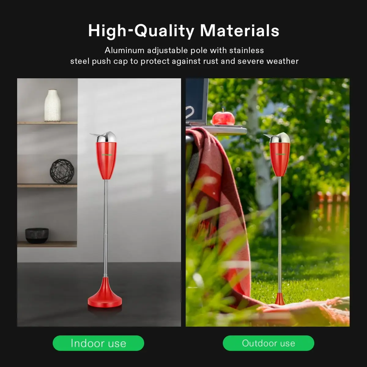 VIVOSUN Adjustable Outdoor Ashtray with Lid, Red, 53.34cm - 88.9cm (21"-35") | Modern Design, Odor-Trapping - view 3