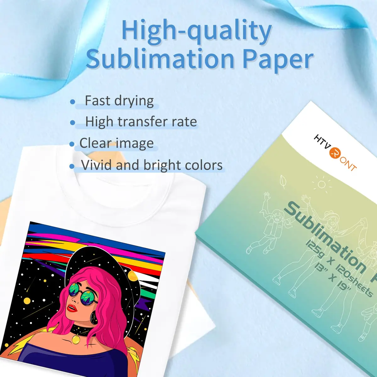 HTVRONT Sublimation Paper 13x19 Inch | 120 Sheets for T-shirts, Mugs & More - view 3