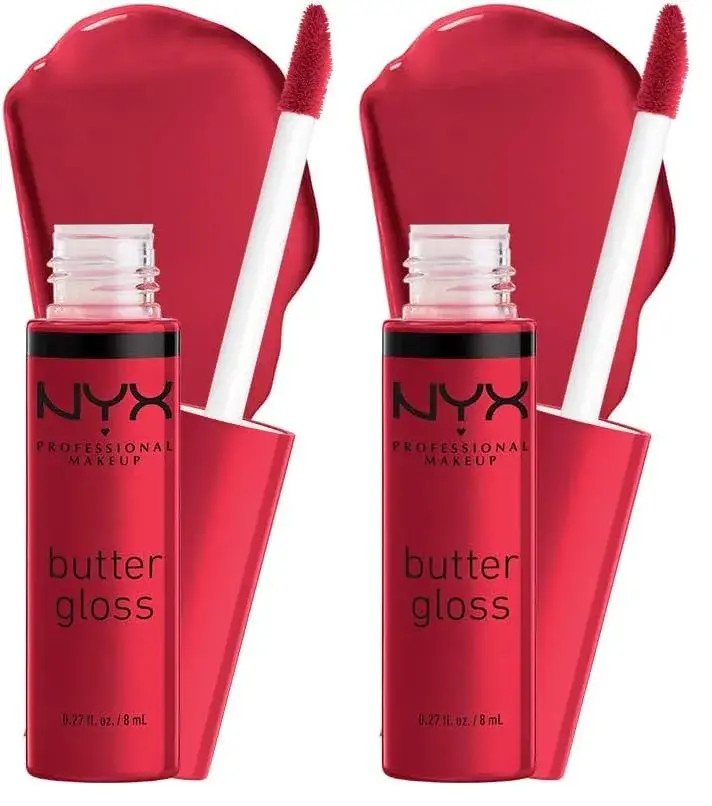 NYX PROFESSIONAL MAKEUP Butter Gloss Bling Lip Gloss in Red Velvet (Pack of 2) - Deep Red Shine - main product image