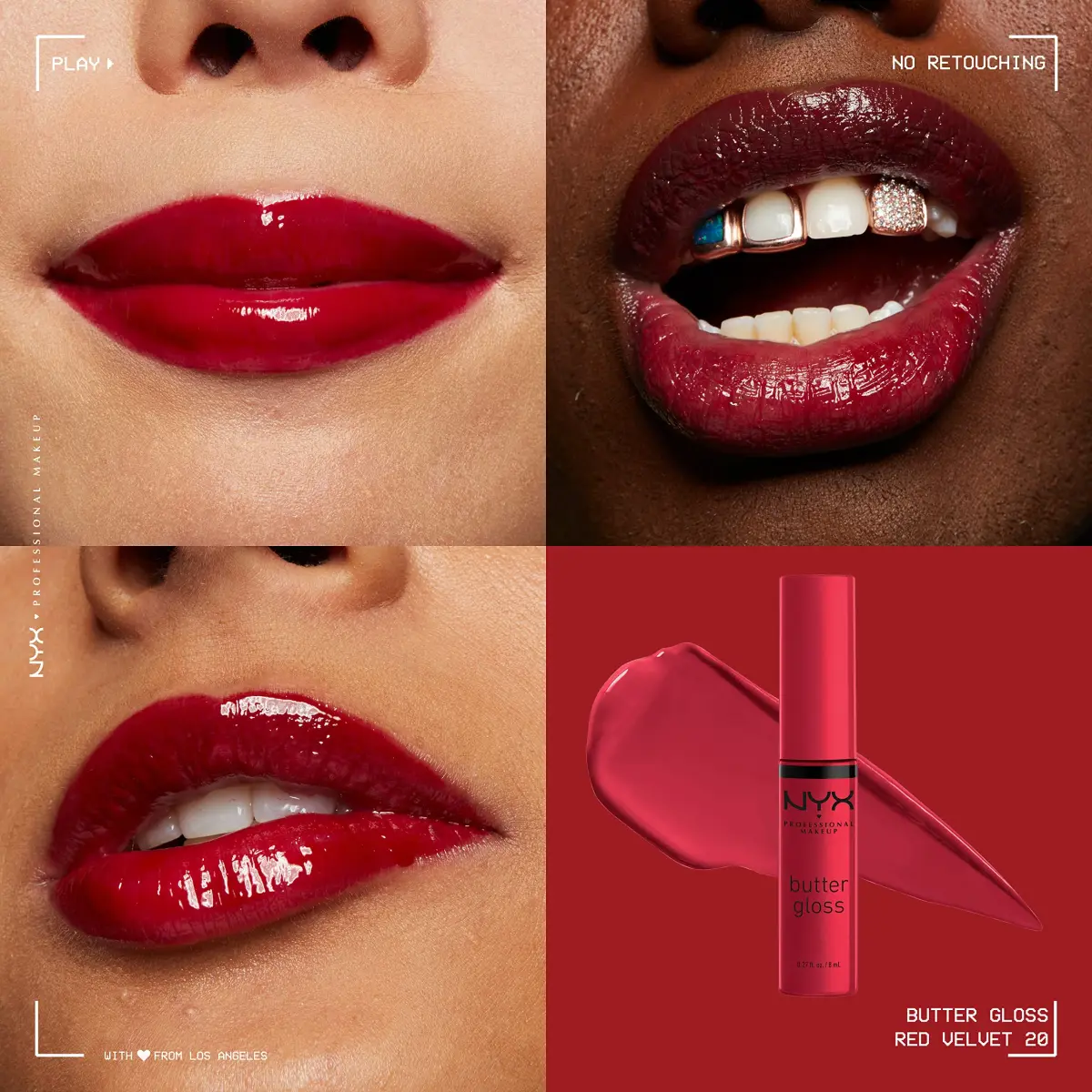 NYX PROFESSIONAL MAKEUP Butter Gloss Bling Lip Gloss in Red Velvet (Pack of 2) - Deep Red Shine - view 5