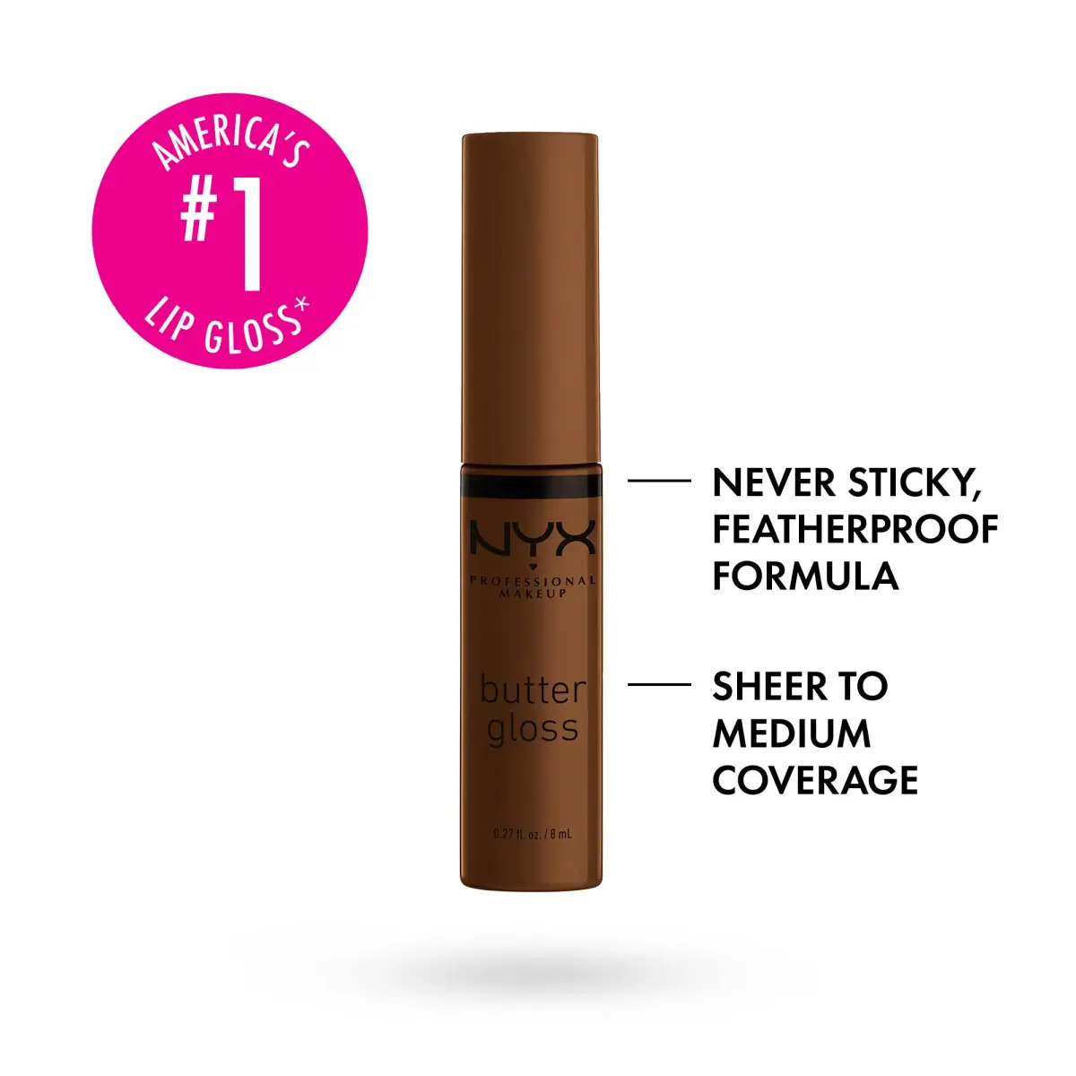 NYX PROFESSIONAL MAKEUP Butter Gloss Brown Sugar Caramelt (Medium Brown) 16ml (0.54 Fl Oz) Pack of 2 | Non-Sticky Gloss for Brown Skin Tones - view 3