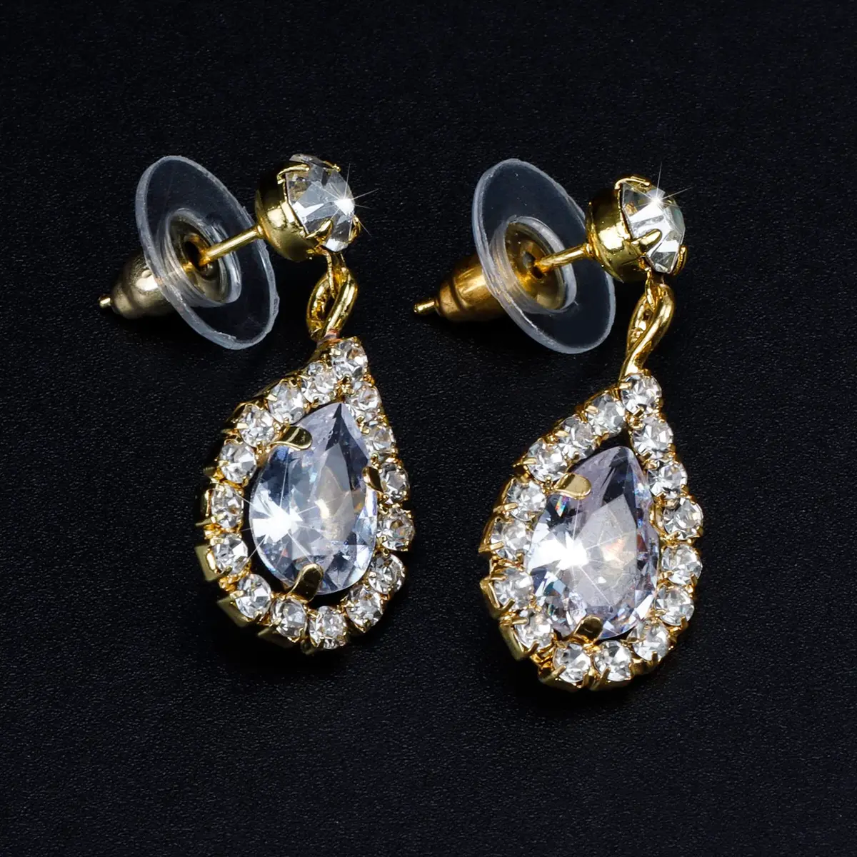 COCIDE Bride Jewelry Set Silver Crystal Wedding Necklace Earrings Bridal Rhinestone Teardrop Pendant 45cm (17.71in) | Elegant Bridal Accessory - view 4