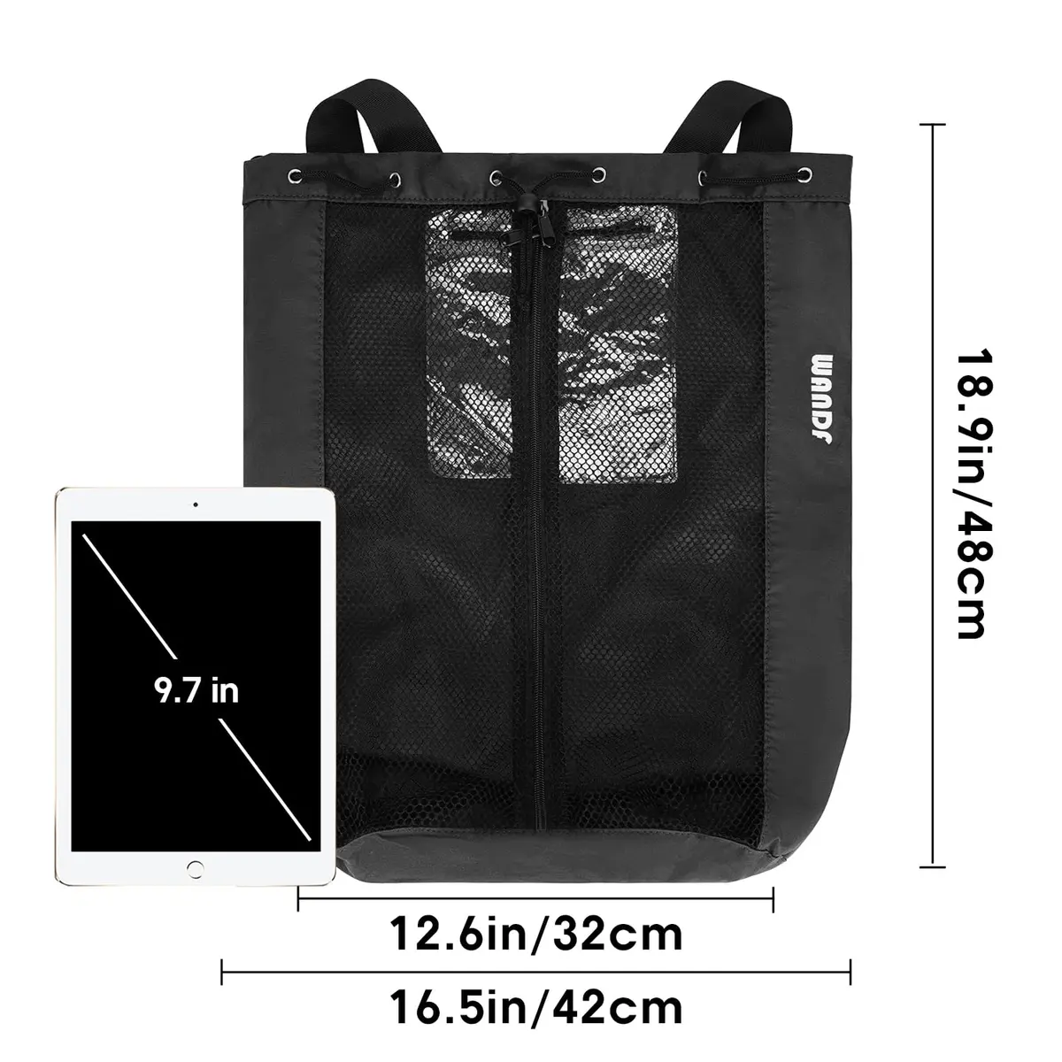WANDF Mesh Swim Backpack for Swimmers, Breathable Beach Bag (M,Black) | Large Capacity & Quick Dry - view 8
