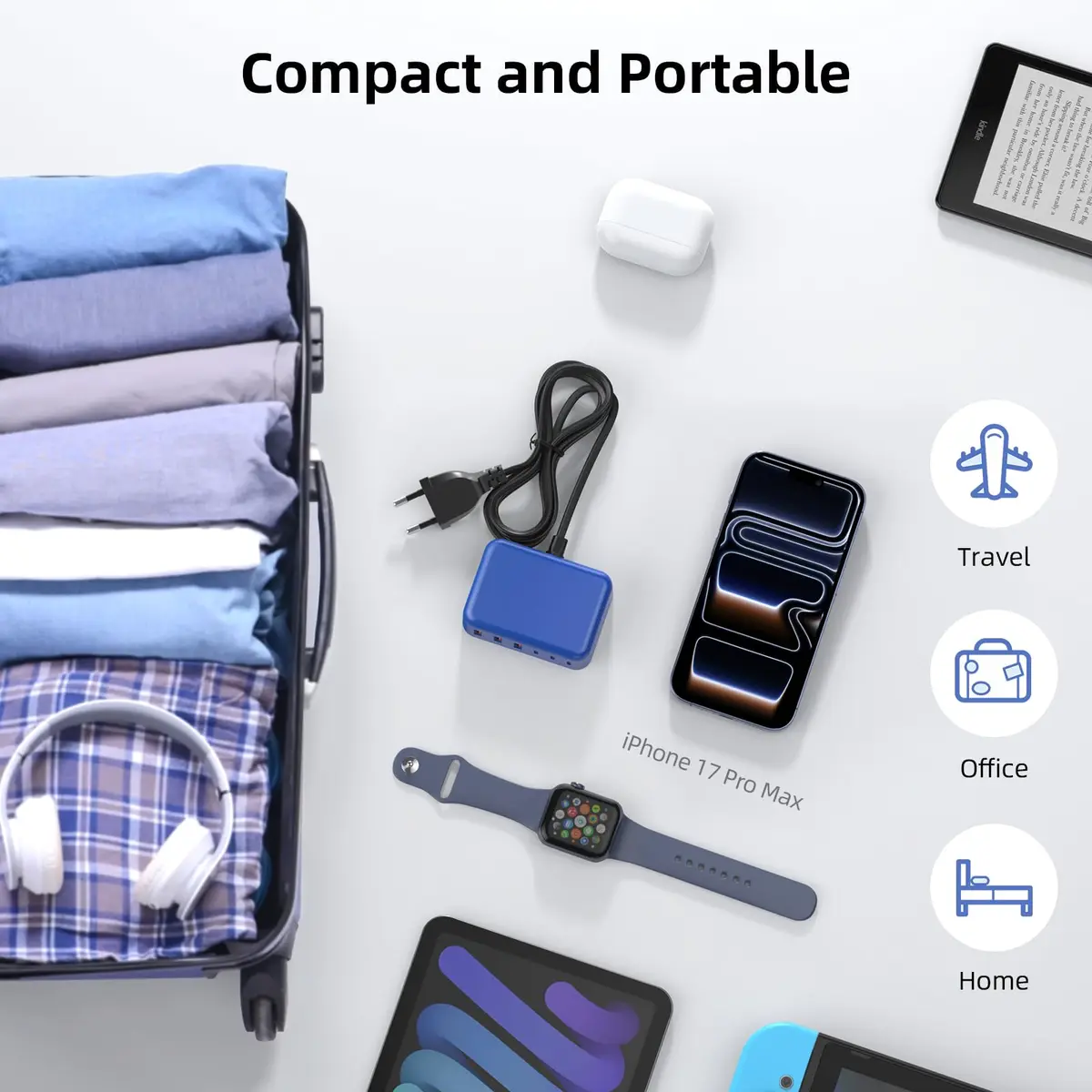 BOVICAS 100W 6 in 1 USB Charger | Fast Charging Multiport Station for Multiple Devices - view 5