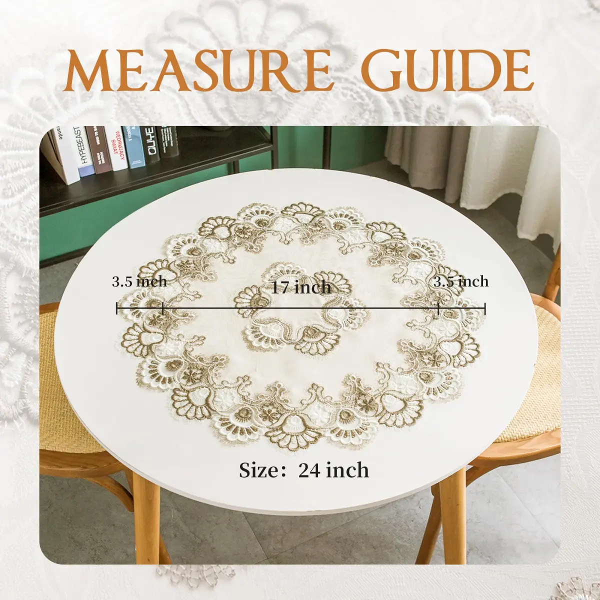 mylacerhome Lace Round Tablecloth Doily 60 cm (24 inch) | Elegant Embroidery for Parties & Tables - view 6