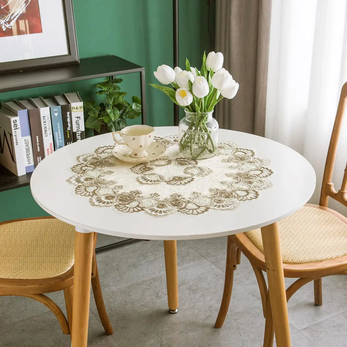 mylacerhome Lace Round Tablecloth Doily 60 cm (24 inch) | Elegant Embroidery for Parties & Tables - view 2
