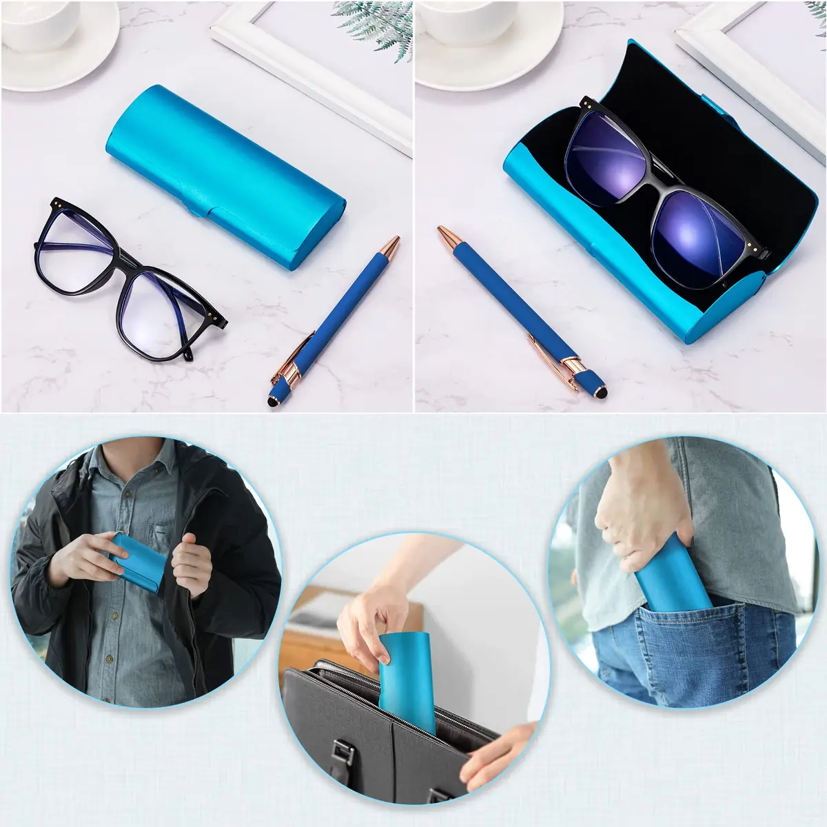 Hifot Aluminium Glasses Case Slim Royal Blue | Durable Hard Shell Eyewear Protection - view 5