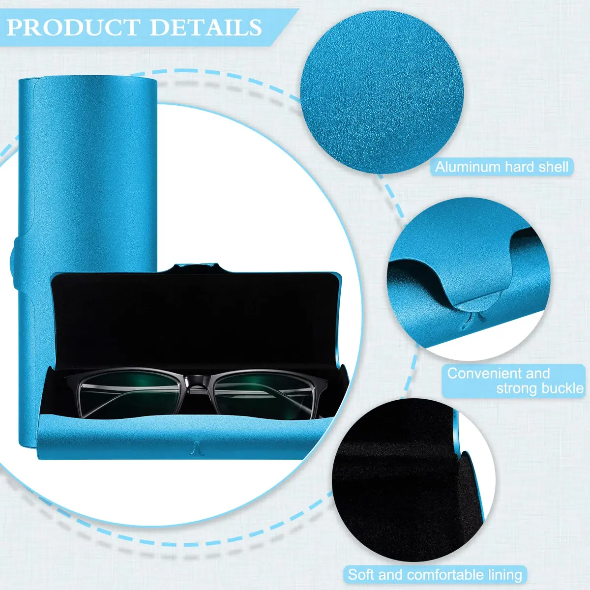 Hifot Aluminium Glasses Case Slim Royal Blue | Durable Hard Shell Eyewear Protection - view 3