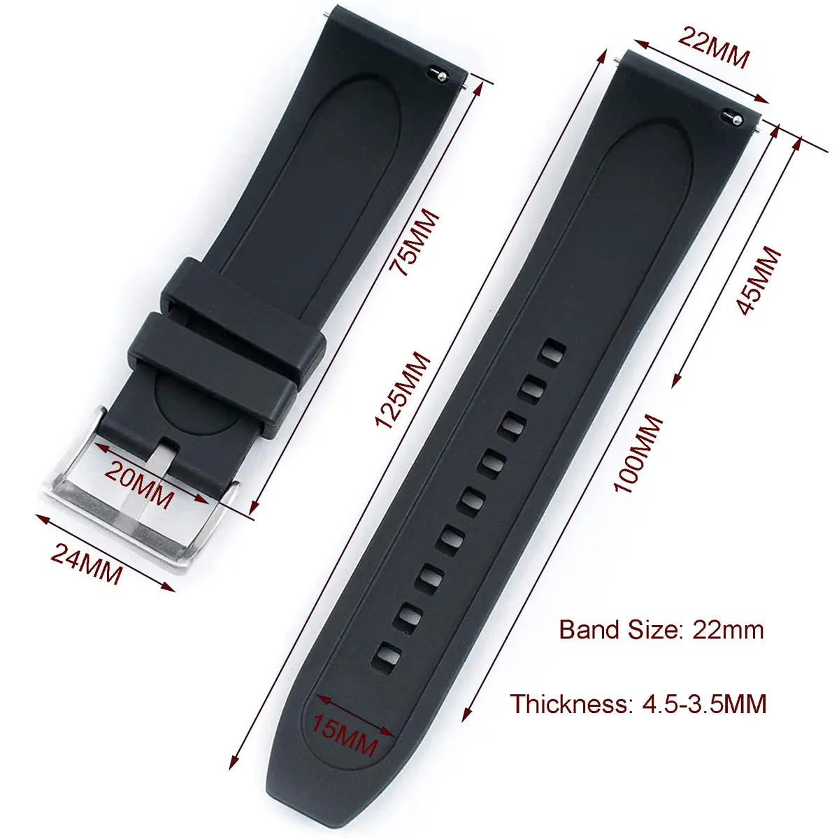 Niziruoup Watch Band Quick Release Fluororubber 19mm 20mm 21mm 22mm | Durable, Skin-Friendly, Waterproof - view 2
