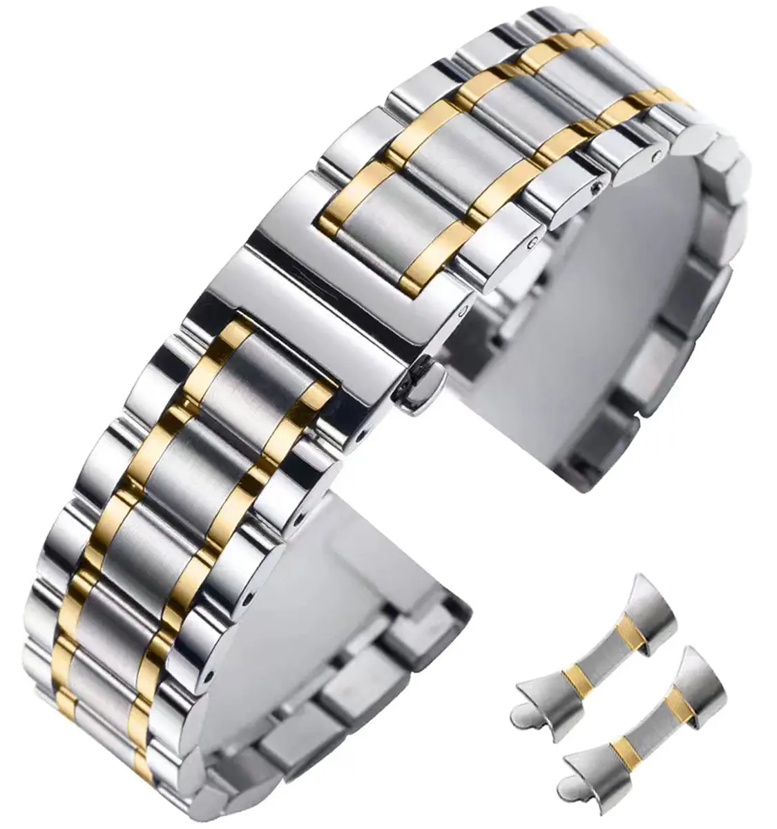 Niziruoup 21mm Stainless Steel Watch Band | Two Tone Silver/Gold, Adjustable & Durable (70-120 chars) - main product image