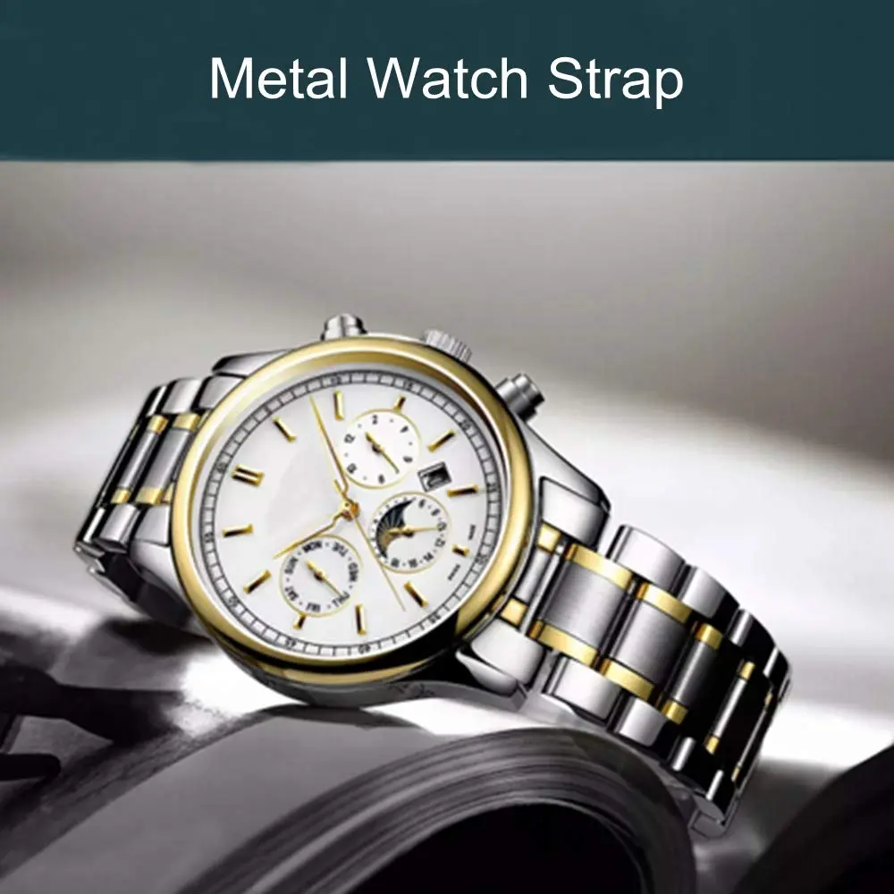 Niziruoup 21mm Stainless Steel Watch Band | Two Tone Silver/Gold, Adjustable & Durable (70-120 chars) - view 8