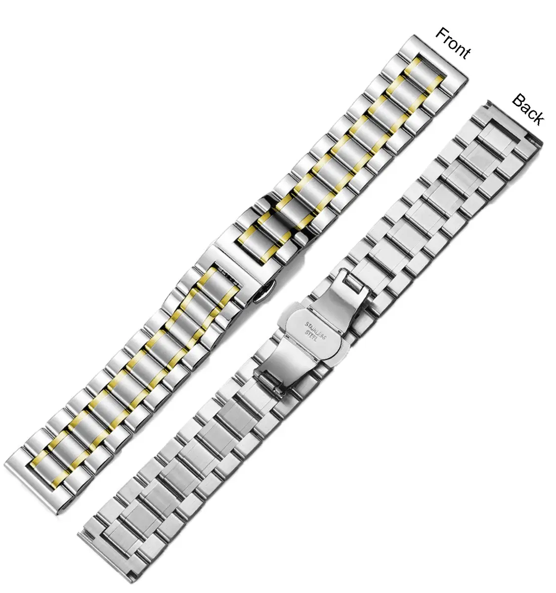 Niziruoup 21mm Stainless Steel Watch Band | Two Tone Silver/Gold, Adjustable & Durable (70-120 chars) - view 9