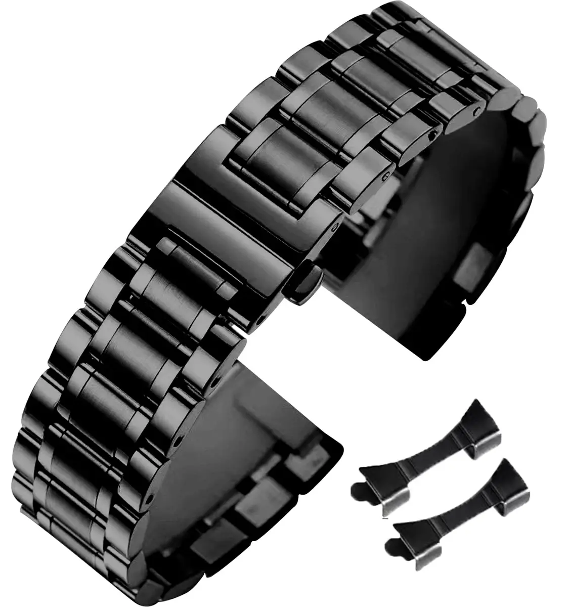 Niziruoup 19mm Black Stainless Steel Watch Band | Adjustable Metal Strap for Smartwatches & Traditional Watches - main product image