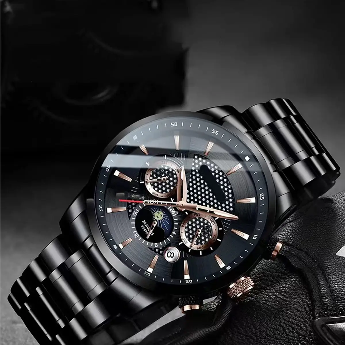 Niziruoup 19mm Black Stainless Steel Watch Band | Adjustable Metal Strap for Smartwatches & Traditional Watches - view 9