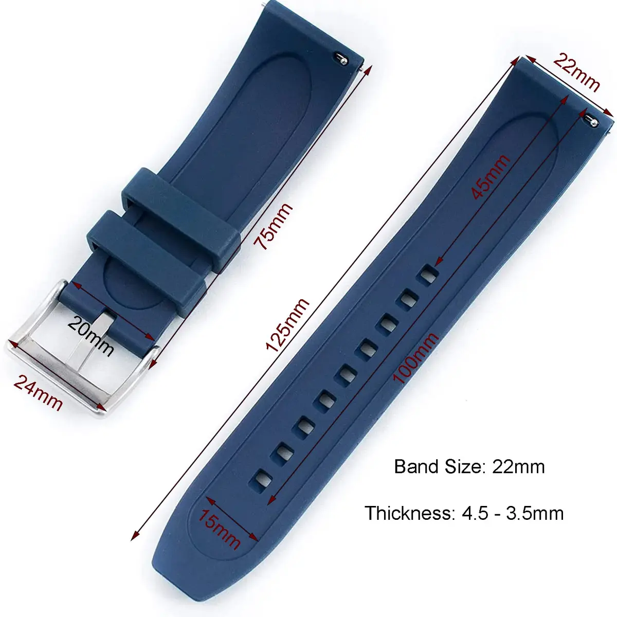 Niziruoup Fluororubber Watch Band 19mm-24mm | Quick Release, Waterproof, Durable - view 2