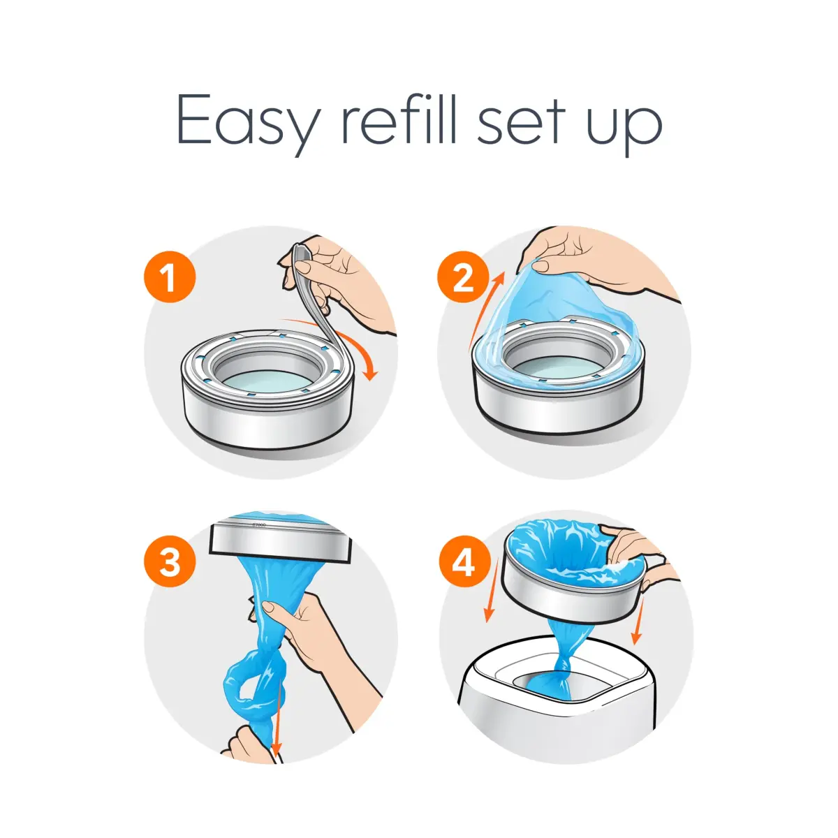 Diaper Genie Essentials Round Refill 8-Pack | Odor-Locking Diaper Pail Refills for Complete & Expressions Pails - view 4