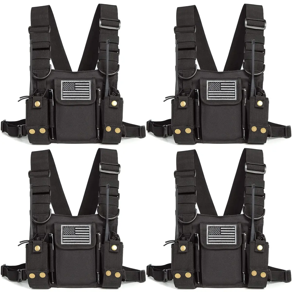 LUITON Radio Shoulder Holster Chest Harness Holder Vest Rig for Two Way Radio 4 Pack | Adjustable Nylon Chest Pouch for Kenwood, Baofeng, Retevis - main product image