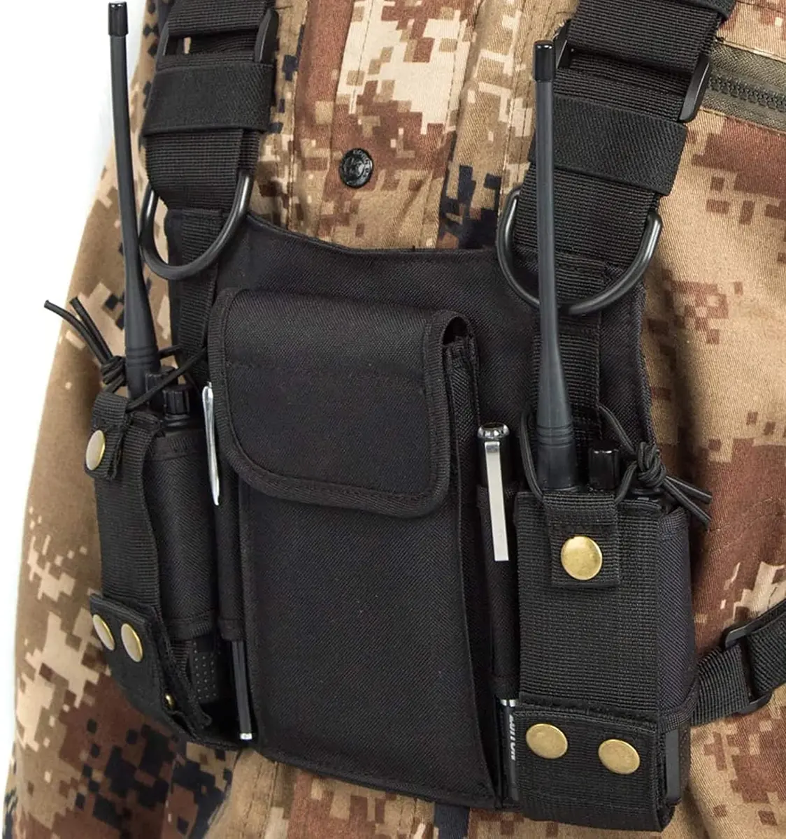 LUITON Radio Shoulder Holster Chest Harness Holder Vest Rig for Two Way Radio 4 Pack | Adjustable Nylon Chest Pouch for Kenwood, Baofeng, Retevis - view 3