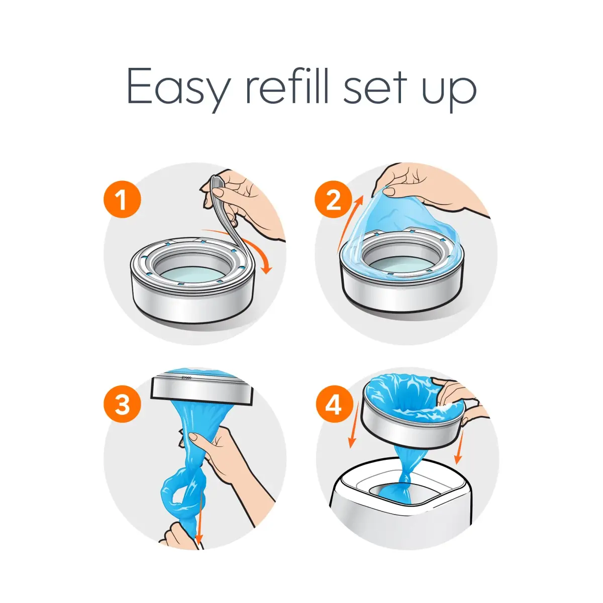 Diaper Genie Essentials Round Refill 4-Pack | Holds Up to 1280 Newborn Diapers | Unscented Continuous Film | Made in North America - view 5