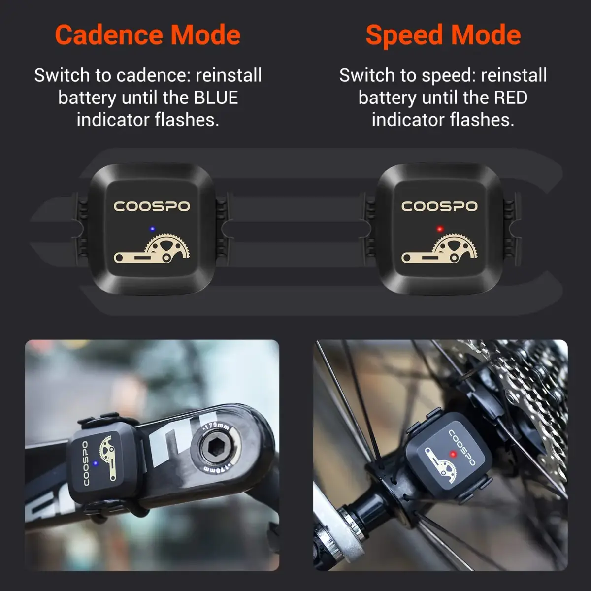 COOSPO GPS Cycling Computer BC107 & Bike Cadence/Speed Sensor BK467 | 2.4 Inch Auto-Backlight Display, Bluetooth/ANT+ - view 9