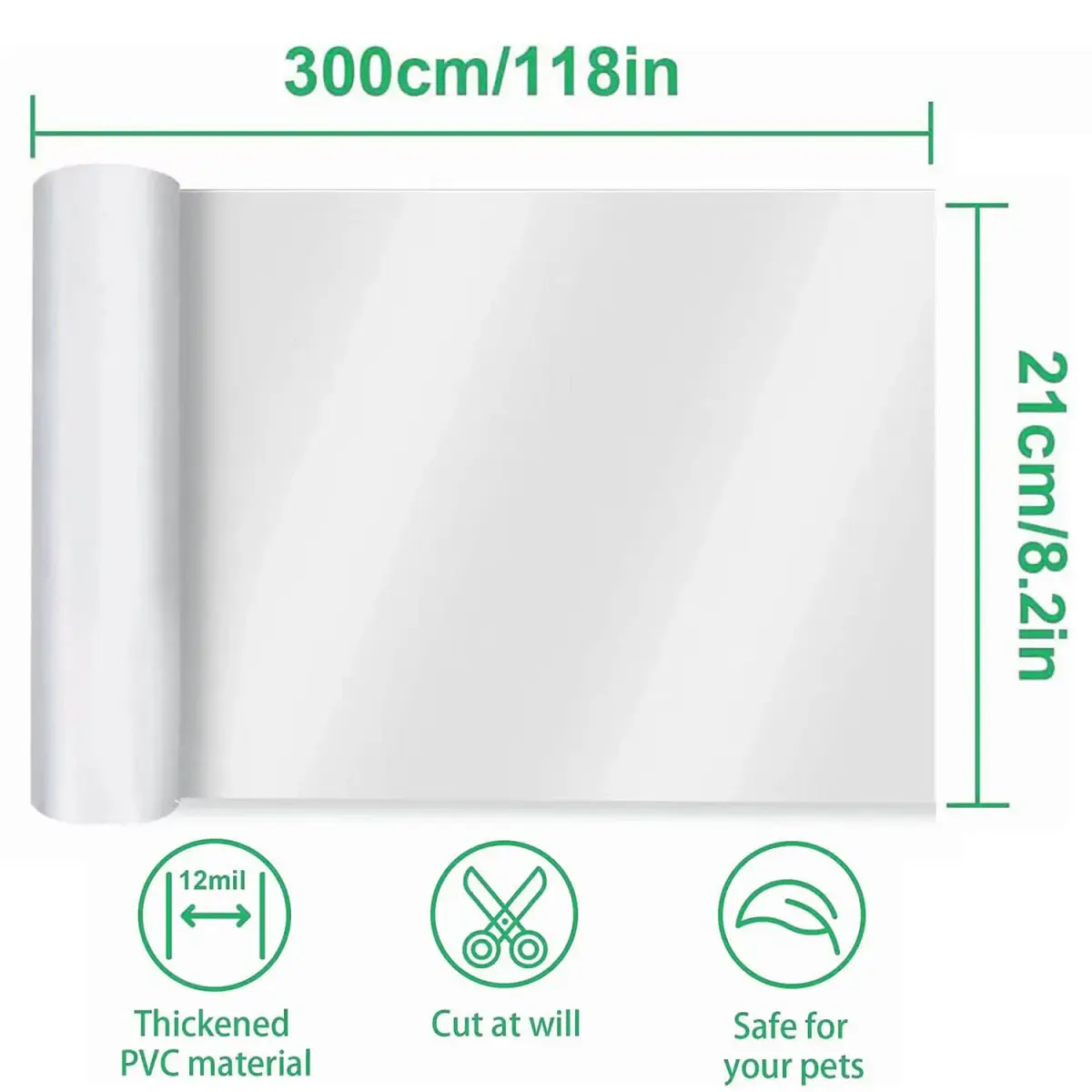 CHUANGSEED Clear Pet Door Protector 299.7 cm x 20.8 cm | Stops Pet Scratching on Doors & Frames - view 2