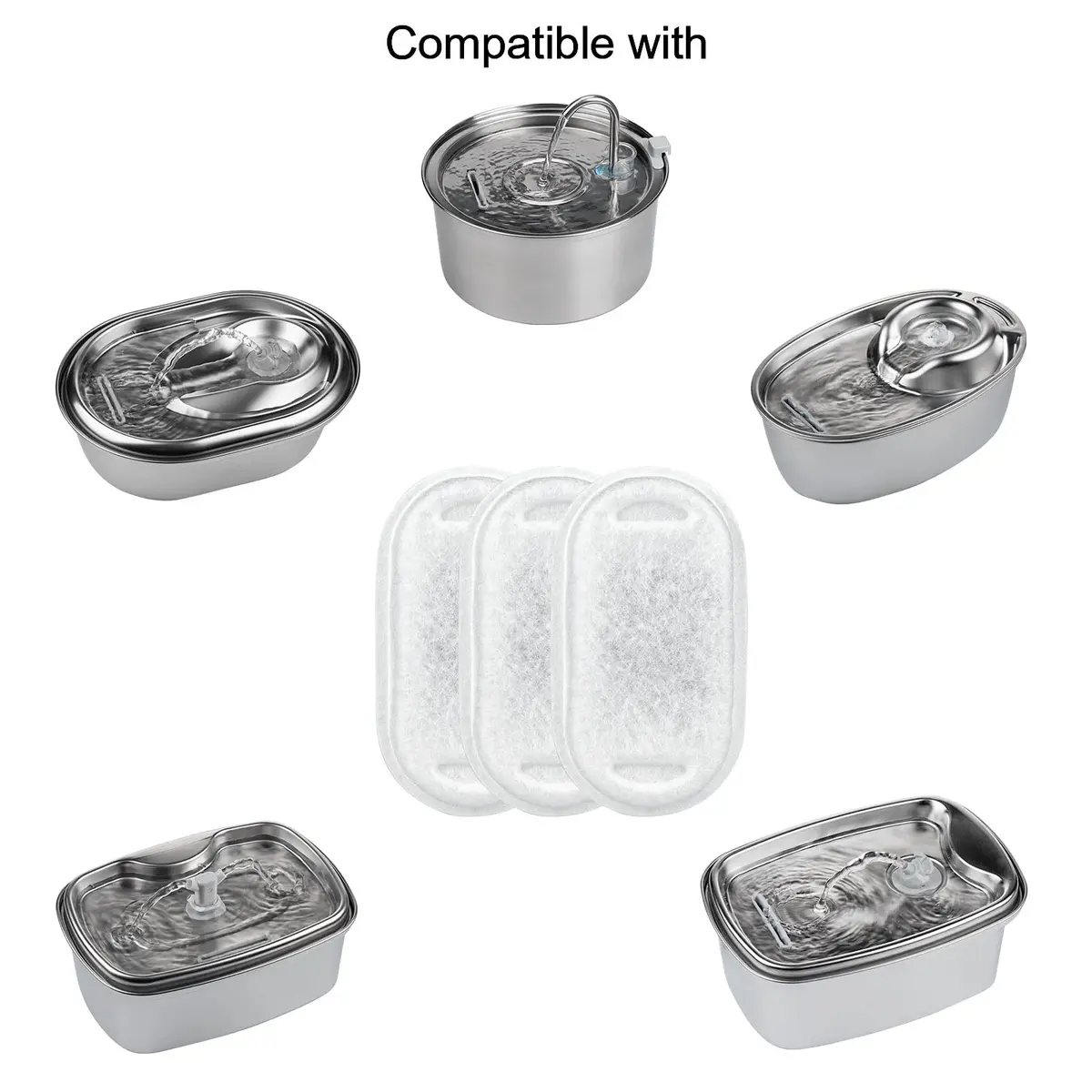 Lawfery Cat Water Fountain Filter Replacement 8+8 Pack | 3.2L Stainless Steel & Bento Fountain - view 6