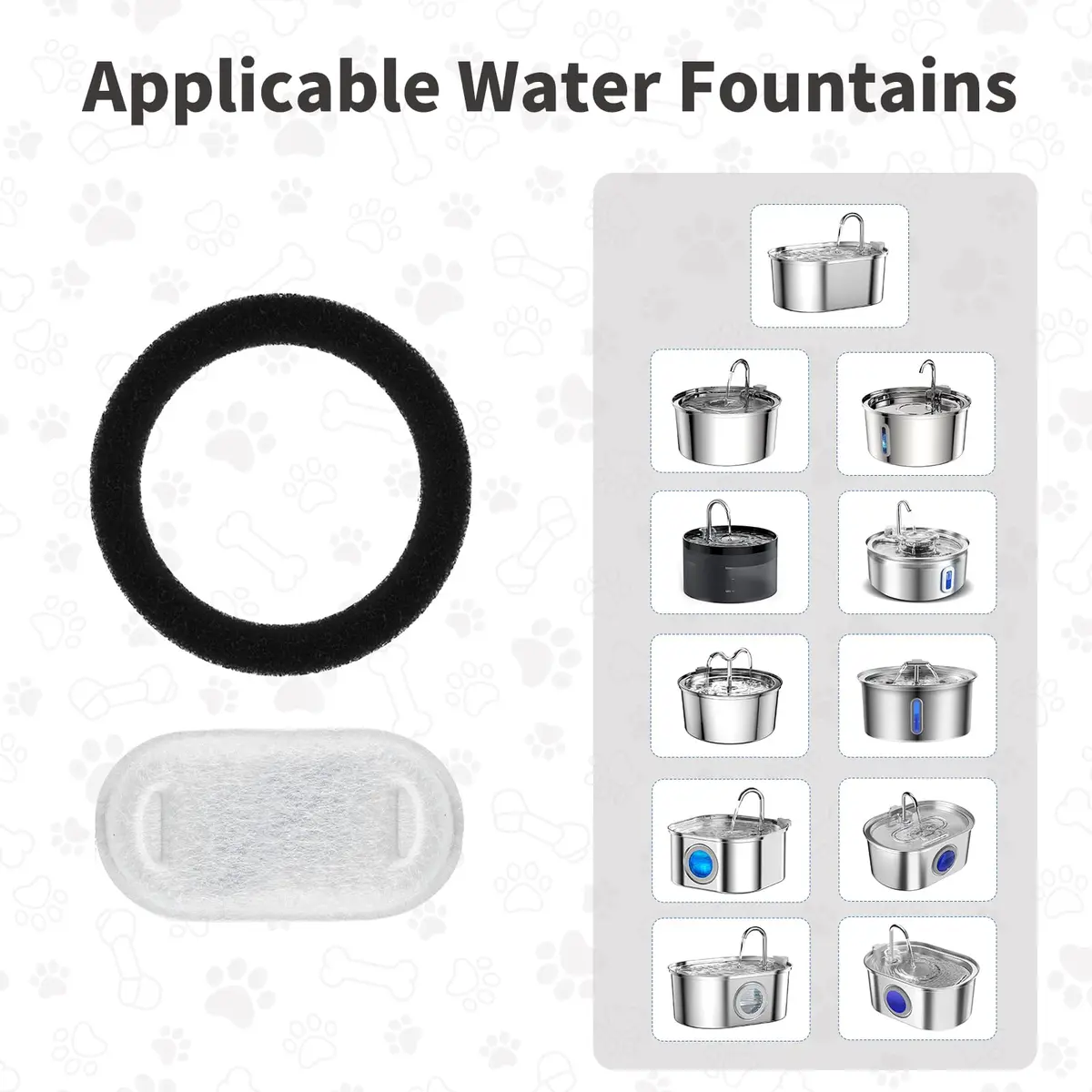 Lawfery Cat Water Fountain Filter Replacement 8+8 Pack | 3.2L Stainless Steel & Bento Fountain - view 2
