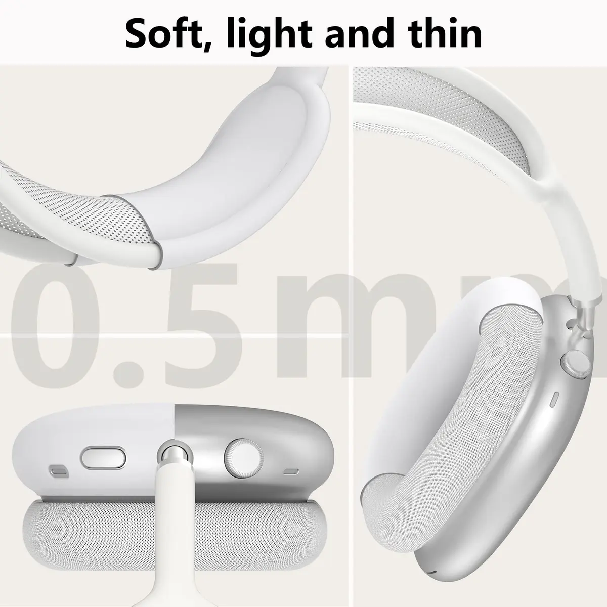 MINDRESY White Silicone Case Cover for AirPods Max 2 / AirPods Max Headphones | 360° Protection, Waterproof & Slim Fit - view 5