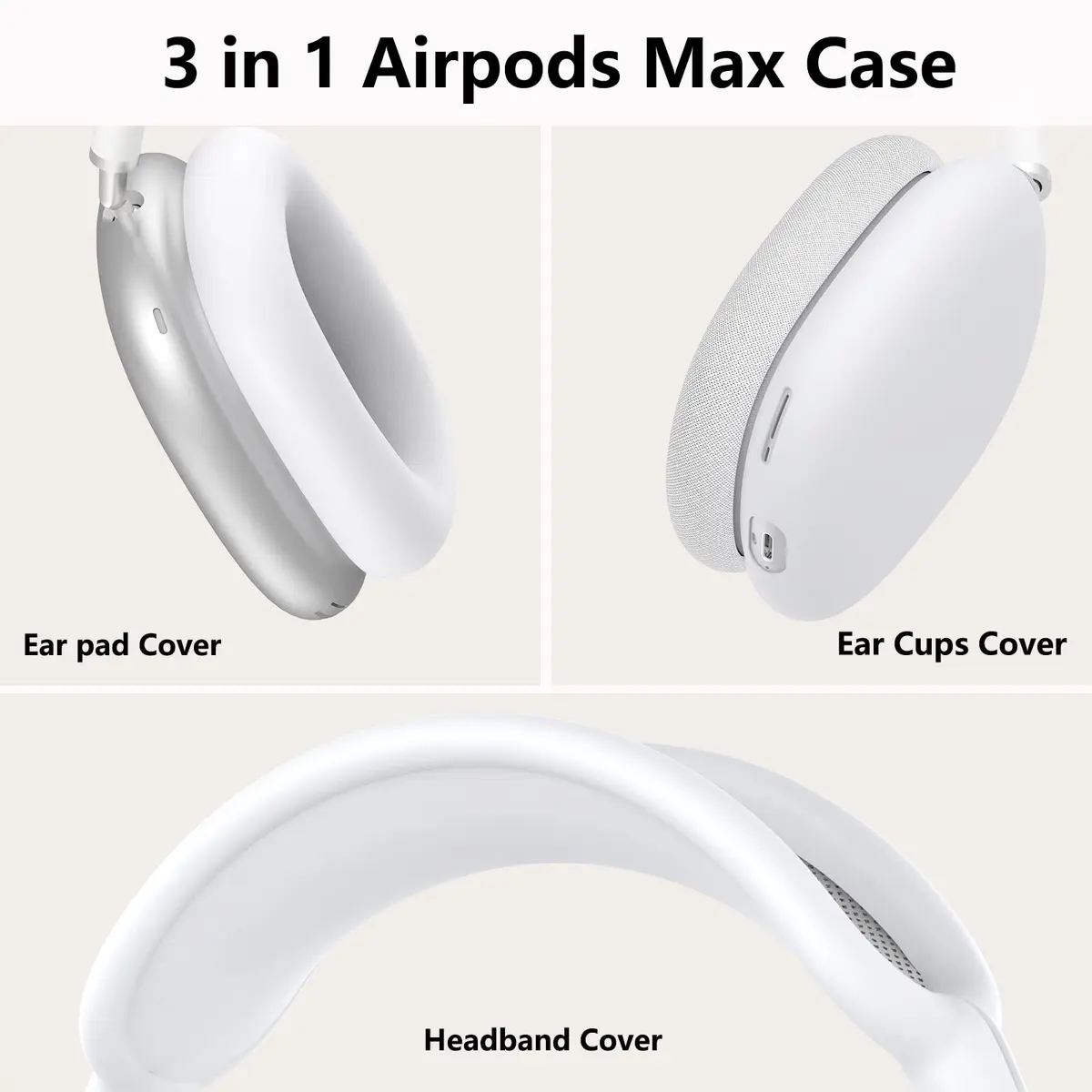 MINDRESY White Silicone Case Cover for AirPods Max 2 / AirPods Max Headphones | 360° Protection, Waterproof & Slim Fit - view 4