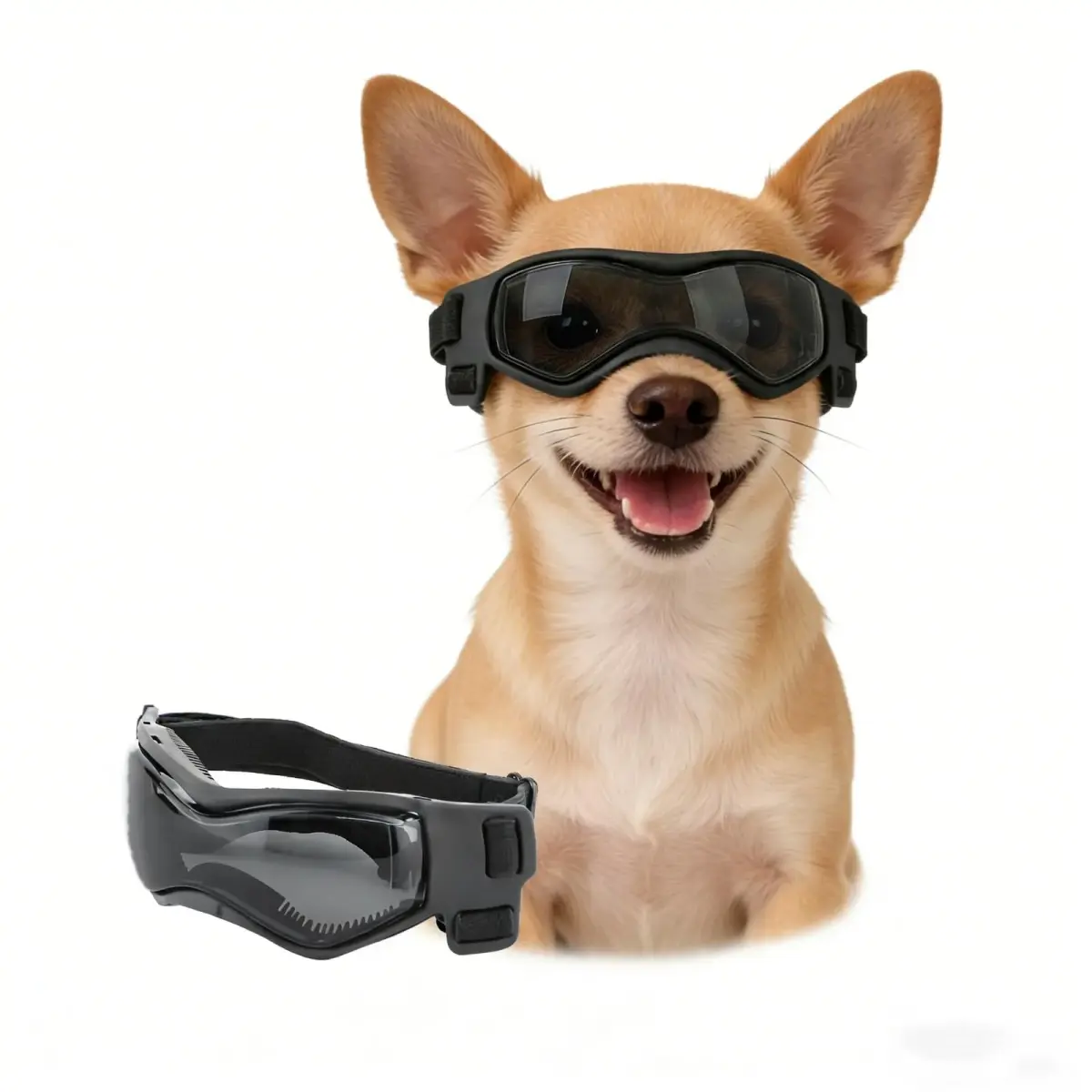 Enjoying Cool Black Dog Goggles for Small Breeds | UV Protection, Windproof & Adjustable - main product image