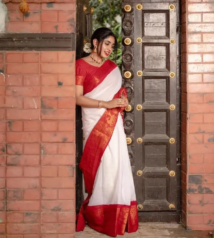 Flosive Women's Banarasi Silk Saree with Soft Silk Blouse Piece | 5.50 mtr (18 ft) Saree, 0.80 mtr Blouse - view 2