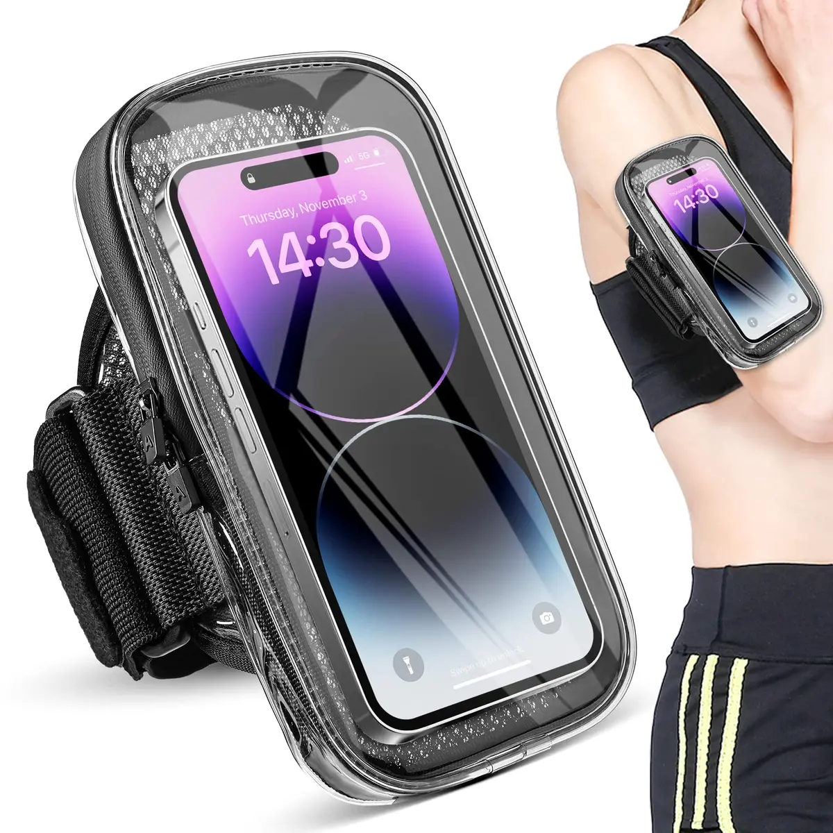 NITMTYOU Phone Holder for Running & Exercise | Universal Armband for iPhone 16 15 14 Plus 13 Pro Max 12 11 X Samsung up to 6.9'' - main product image