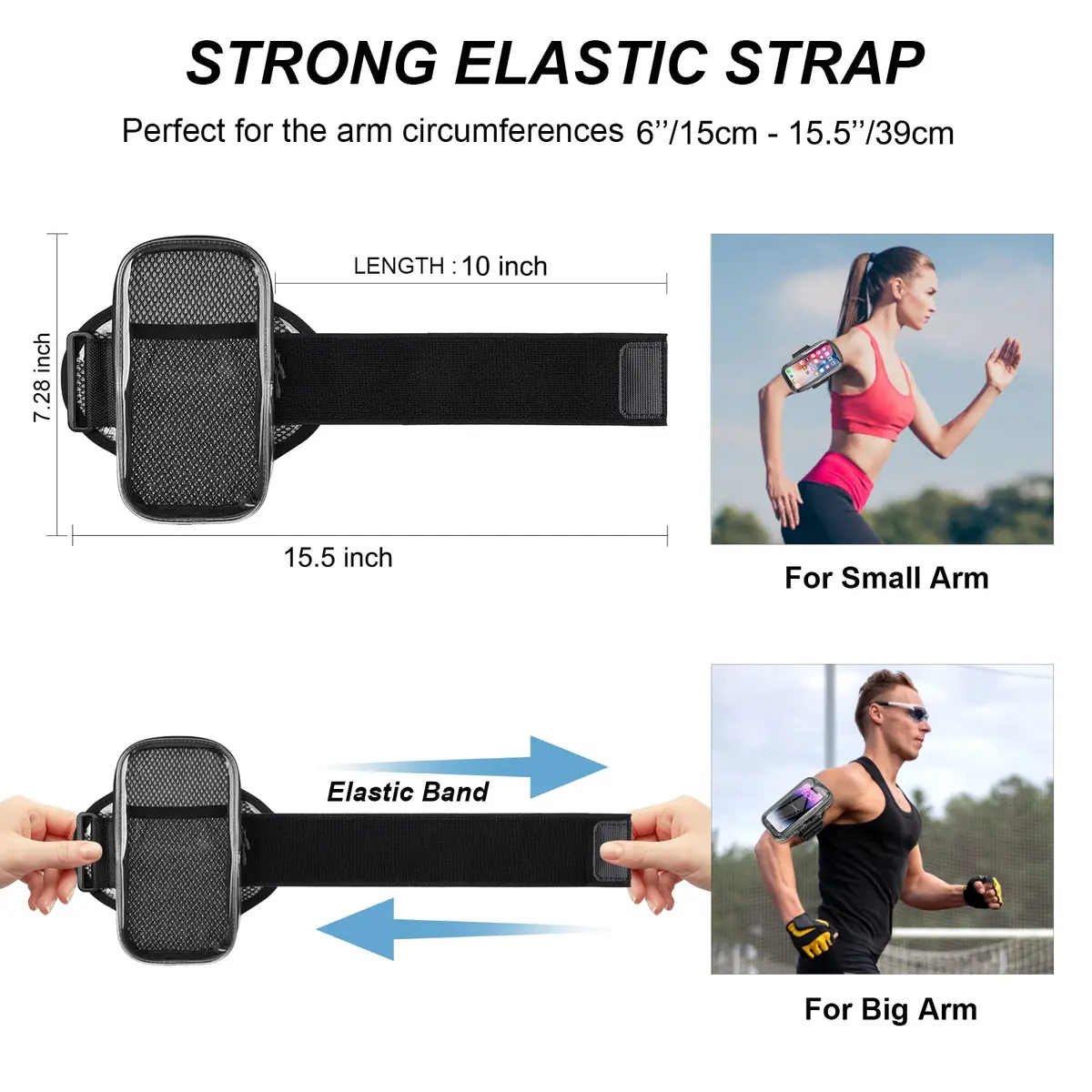 NITMTYOU Phone Holder for Running & Exercise | Universal Armband for iPhone 16 15 14 Plus 13 Pro Max 12 11 X Samsung up to 6.9'' - view 5
