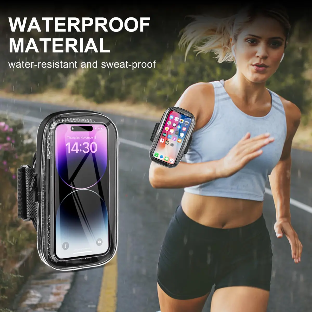 NITMTYOU Phone Holder for Running & Exercise | Universal Armband for iPhone 16 15 14 Plus 13 Pro Max 12 11 X Samsung up to 6.9'' - view 6