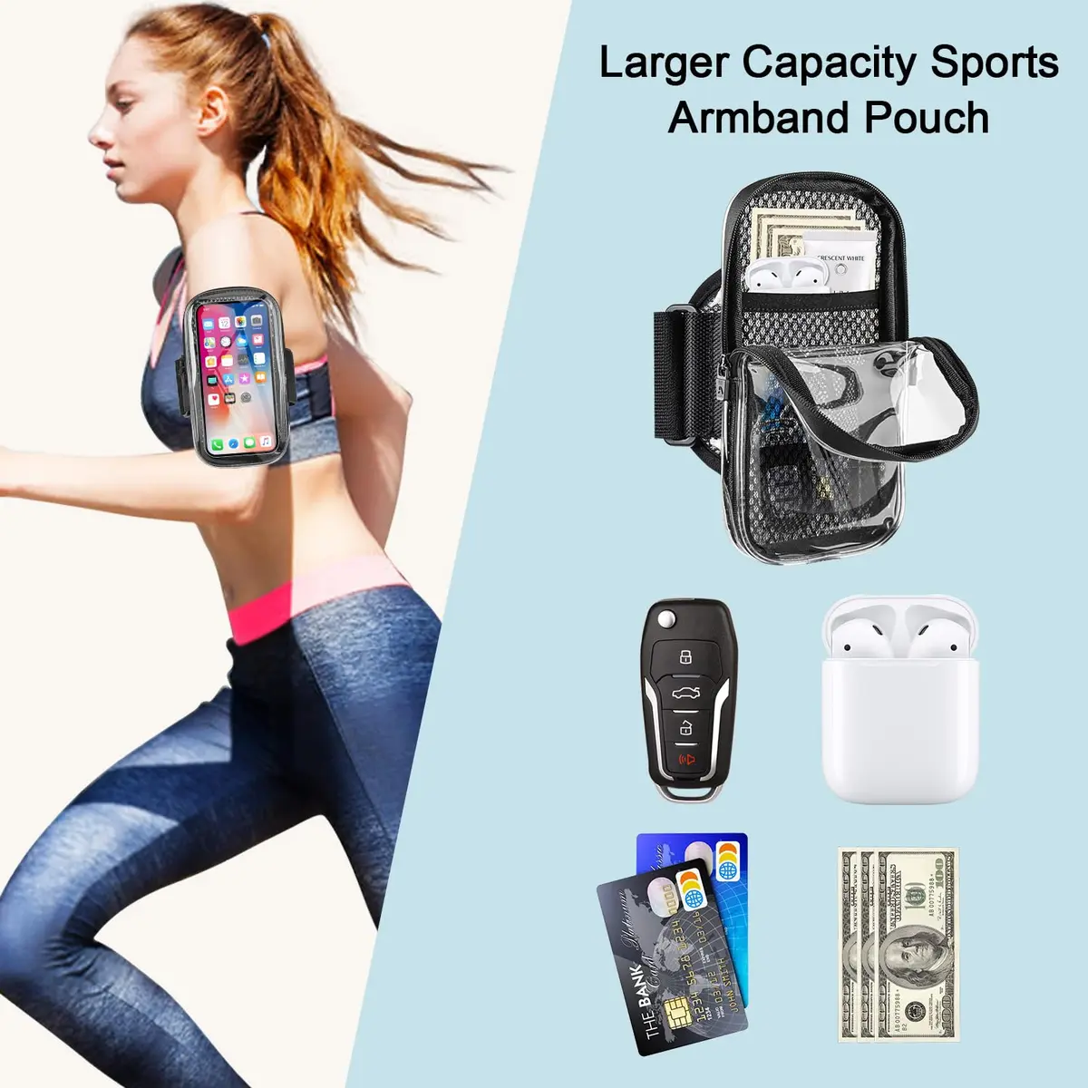 NITMTYOU Phone Holder for Running & Exercise | Universal Armband for iPhone 16 15 14 Plus 13 Pro Max 12 11 X Samsung up to 6.9'' - view 2