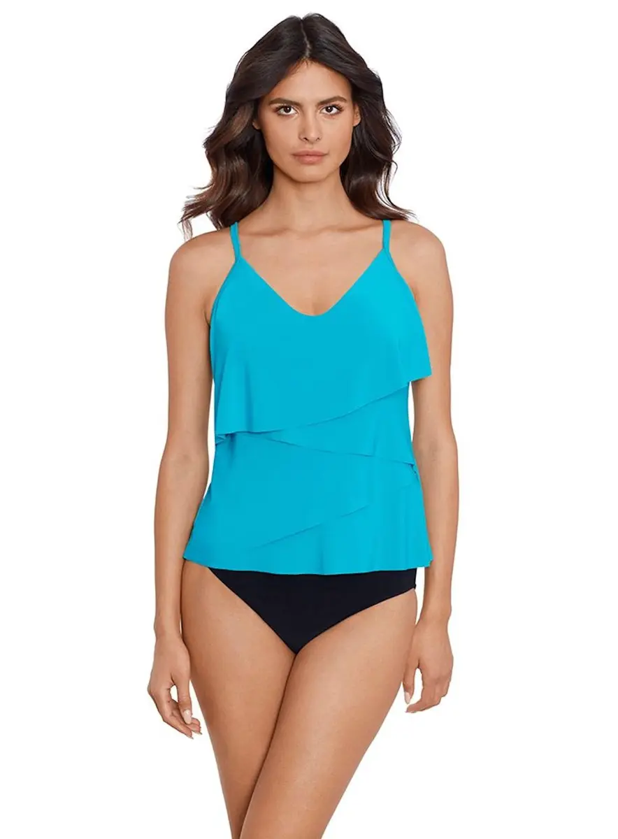 MagicSuit Chloe Tankini Soft Cup Bathing Suit Top Separate, Turquoise, 08 | Flattering Fit & Support - view 2