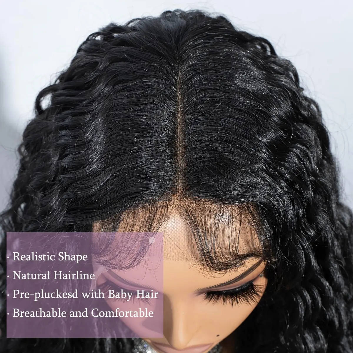 Joedir 32" Deep Curly Wavy Lace Front Synthetic Wig 32in | Heat-Resistant, Pre Plucked Hairline - view 5