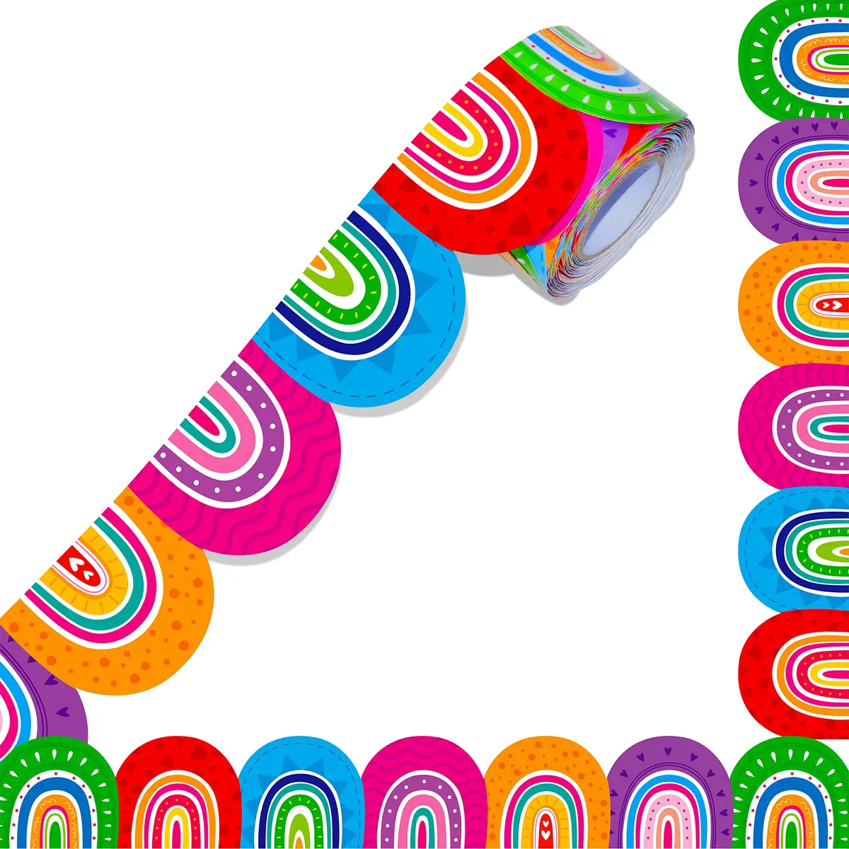ERKE Rainbow Die-Cut Bulletin Board Borders 60 ft (18.29 m) | Vibrant Classroom Decoration - main product image