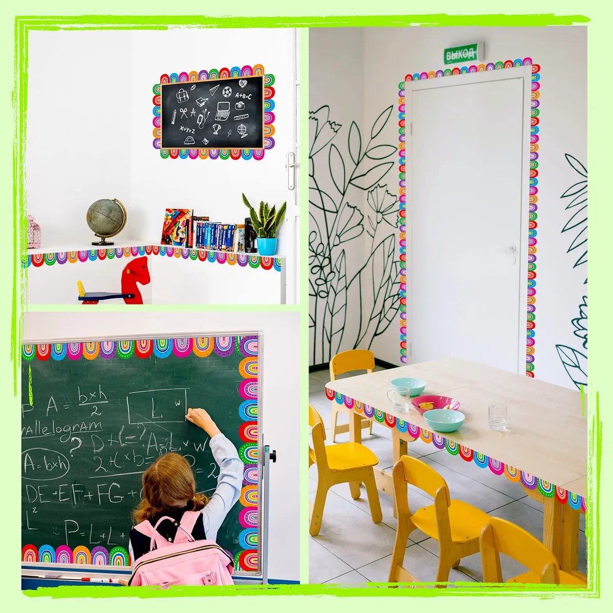 ERKE Rainbow Die-Cut Bulletin Board Borders 60 ft (18.29 m) | Vibrant Classroom Decoration - view 5
