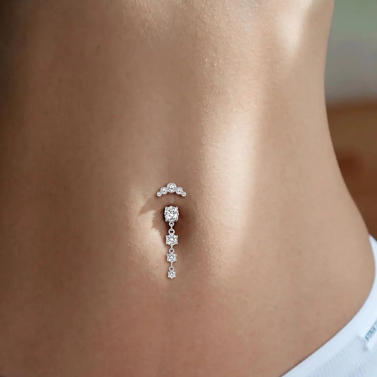LAURITAMI 14G Belly Button Ring Set 4 Pcs | Silver Tone CZ Butterfly & Heart Designs for Summer - view 3