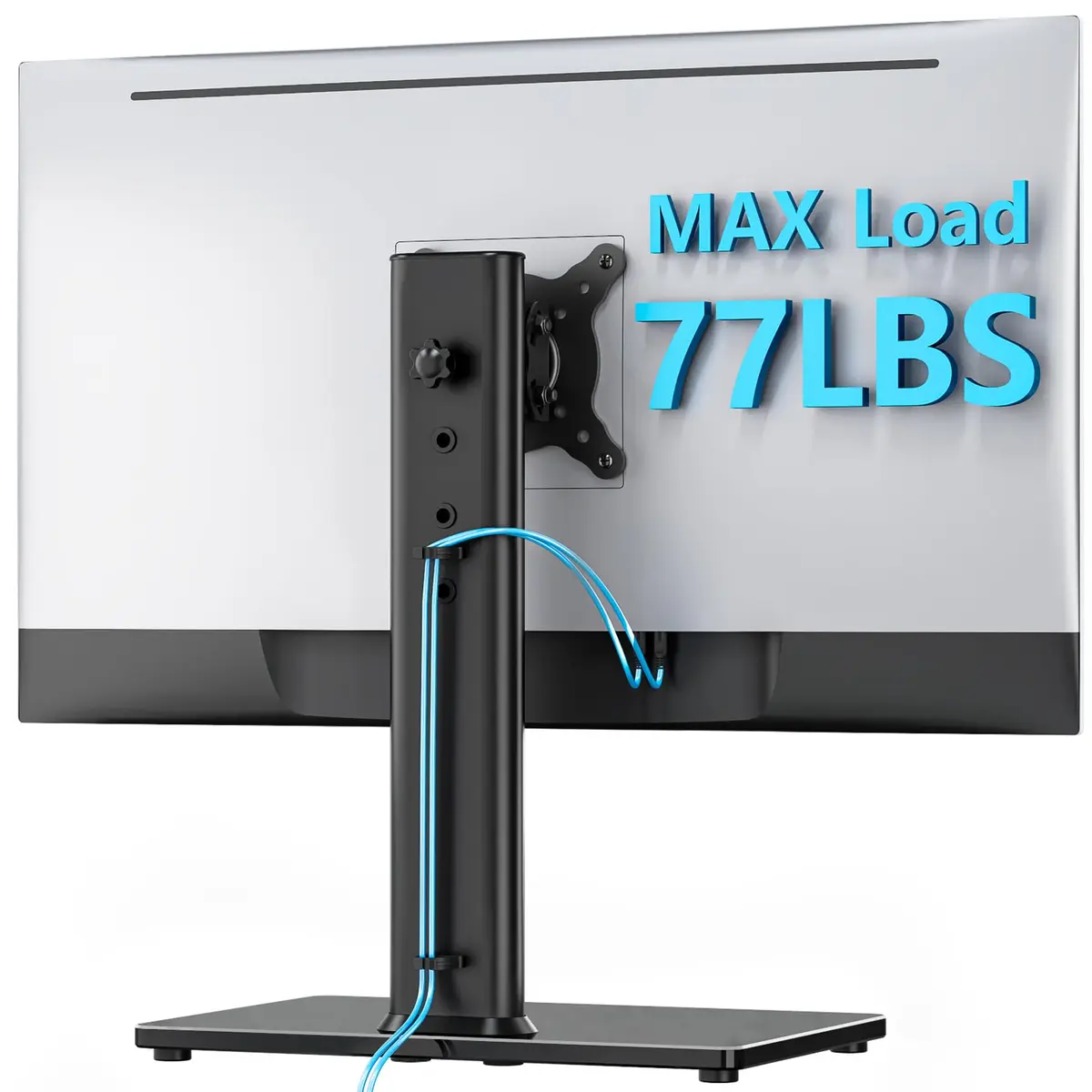 AX WABER Single Monitor Desk Stand 13-32 inch | Freestanding VESA Mount with Adjustable Height, Tilt, Swivel, Rotation - view 2