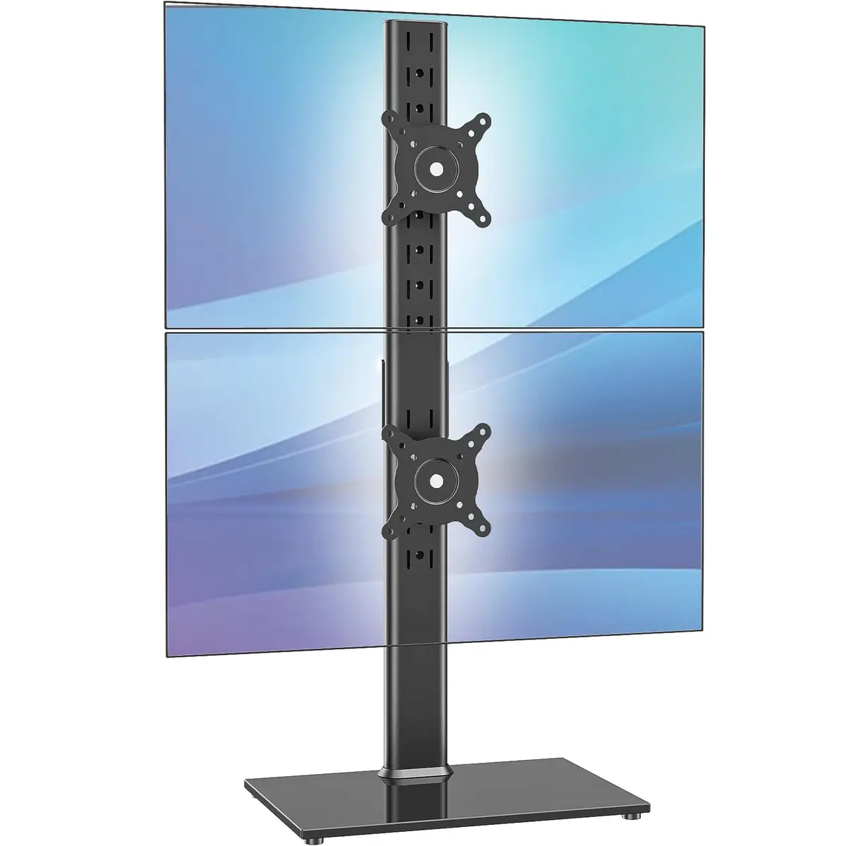 AX WABER Dual Monitor Stand Vertical Stack Screen Free-Standing Desk Mount Arm Riser Fits Two 13 to 34 Inch Computer Monitors with Swivel,Tilt, Height Adjustable,VESA Stand 100x100mm, 75x75mm - main product image