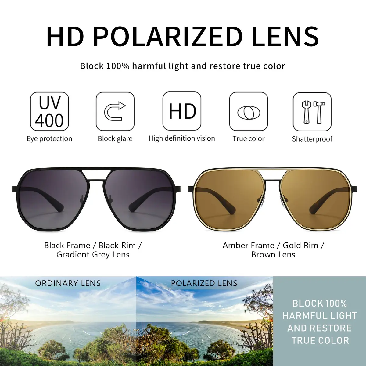 SUNGAIT Polygon Aviator Sunglasses for Men Polarized UV Protection | Trendy Square Sun Glasses - view 2